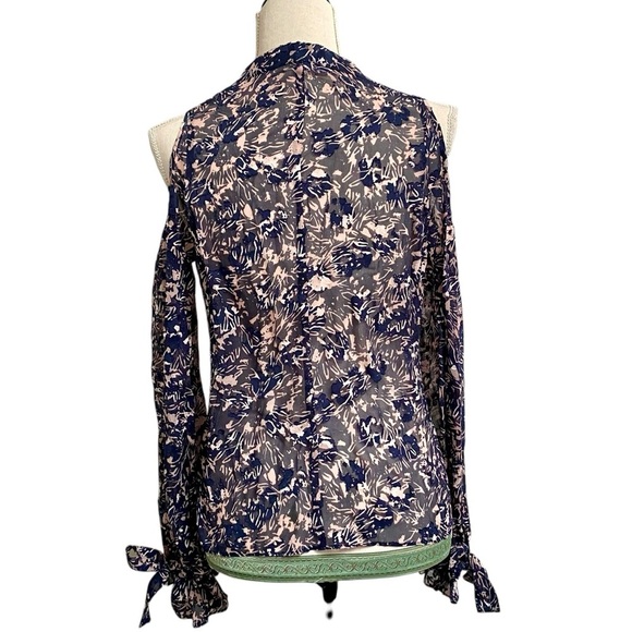Derek Lam 10 Crosby Floral Silk Cotton Cold Shoulder Blouse Size 2 - Picture 9 of 13